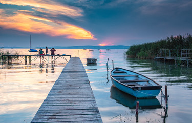 Sunset over lake Balaton, Hungary