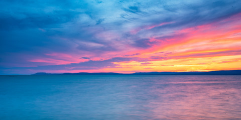 Fototapeta na wymiar Colorful sunset over lake Balaton