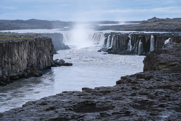 Cascade of Selfoss waterfall in Iceland