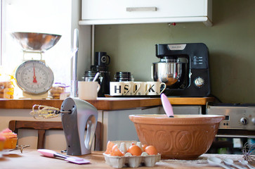 Kitchen with baking utensils