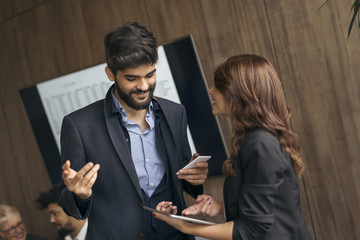 Business colleagues having a conversation