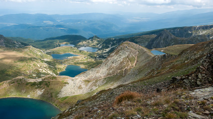 Naklejka na ściany i meble Amazing Panorama of The Seven Rila Lakes, Bulgaria