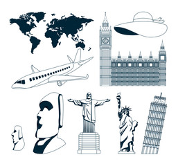 Set of travel icons - obrazy, fototapety, plakaty