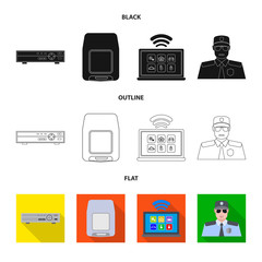 Vector illustration of office and house icon. Collection of office and system stock symbol for web.