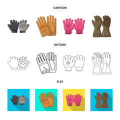 Vector illustration of glove and winter symbol. Set of glove and equipment stock symbol for web.