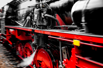 Passing old vintage steam train or locomotive with dynamic exposure speed