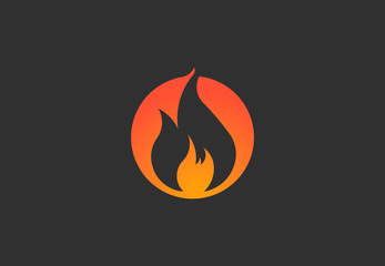 Fire flame with negative space. Vector Logo Symbol