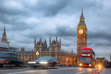 Obraz premium Big Ben wieczorem, Londyn, Wielka Brytania