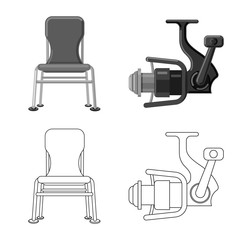 Vector design of fish and fishing symbol. Set of fish and equipment stock vector illustration.