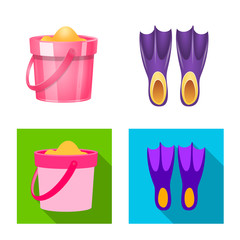 Vector design of equipment and swimming sign. Collection of equipment and activity stock vector illustration.