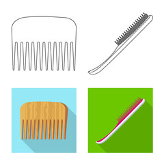 Vector illustration of brush and hair logo. Set of brush and hairbrush stock symbol for web.