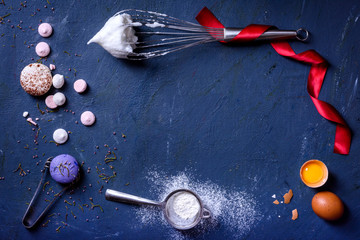 Baking or cooking background frame. Ingredients.New year, top view.