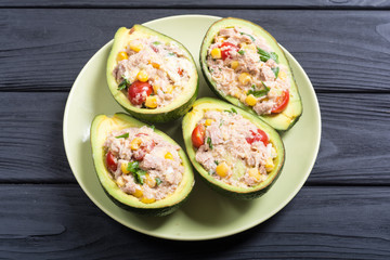 Avocado stuffed with salad