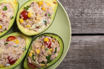 Avocado stuffed with salad