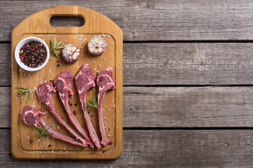 Raw ribs or rack of lamb and ingridient