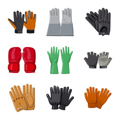 Fototapeta premium Vector illustration of glove and winter sign. Collection of glove and equipment stock vector illustration.