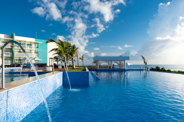 Fototapeta na wymiar Swimming pool with relax zone and bar, Cayo Guillermo, Cuba