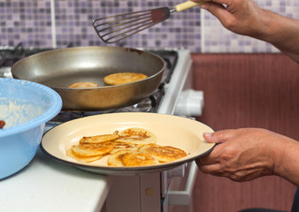 making pancakes for breakfast