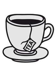 teebeutel glas tasse tee kanne kaffee trinken durst kochen getränk schwarztee café lecker comic cartoon clipart