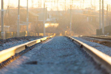 the railway at sunset