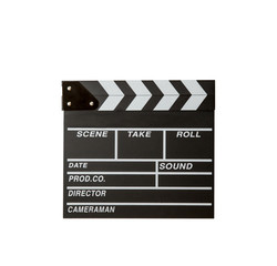 Movie clapper isolated on white.Shown slate board. use the colors white and black.Realistic movie clapperboard. Clapper board isolated on white with clipping path included