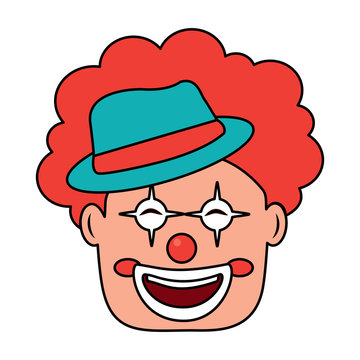 smiling clown face with hat and hair red