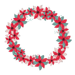 Merry Christmas Color Vector Illustration Set RED WREATH for Scrapbooking and Digital Print on Card and Photo Children’s Albums