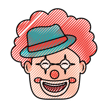 smiling clown face with hat and hair red
