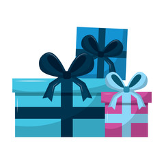 set of gift boxes with bow ribbon decoration