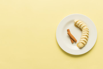 banana cut with honey and cinnamon