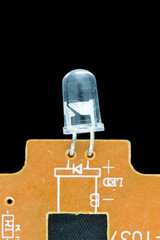 mini diode light bulb isolated on a black background