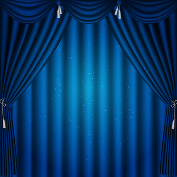 Blue curtain 1x1. Vector illustration. Stock Vector | Adobe Stock