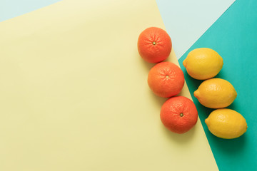 Fototapeta na wymiar tangerine and lemon colored background