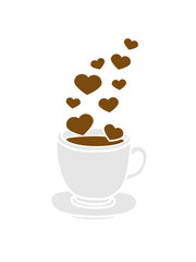 liebe herzen i love glas tasse tee kanne kaffee trinken durst kochen getränk schwarztee café lecker comic cartoon clipart