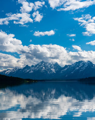 Fototapeta na wymiar Blue Sky Over Blue Waters of Jackson Lake