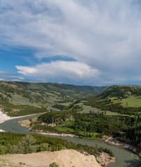 Fototapeta na wymiar Yellowstone River Winds Through Rolling Hills