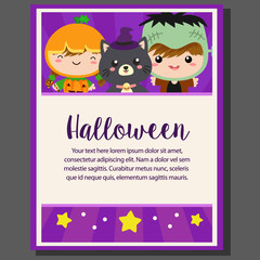 cute happy halloween theme poster frankenstein costume kids