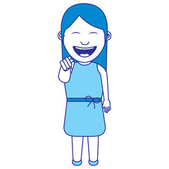 funny woman smiling and making a gesture pointing