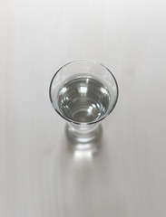 a glass for water on a table