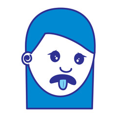 Fototapeta premium woman with nasty tongue gesture outside