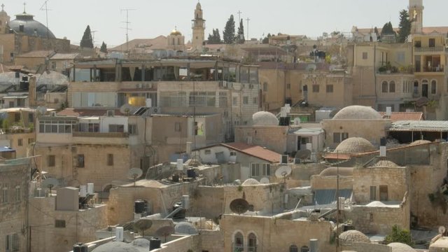 View To the Roof Tops of Jerusalem Old City 4k