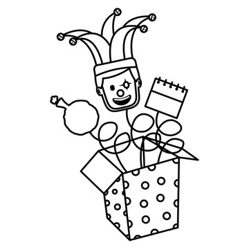 clown popping out of polka dot box clip art preview