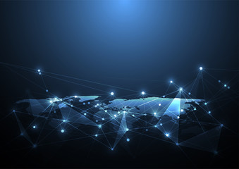 Global network connection. World map point and line composition concept of global business. Vector Illustration