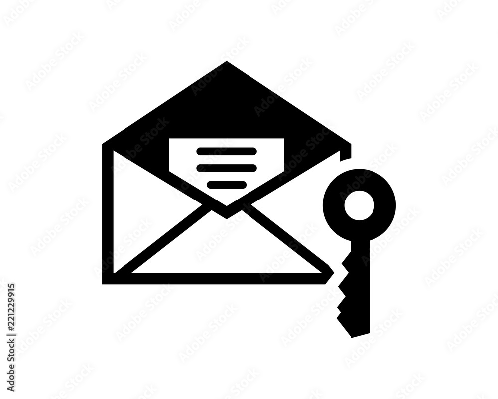 Wall mural black computer key secure protect image vector icon logo symbol