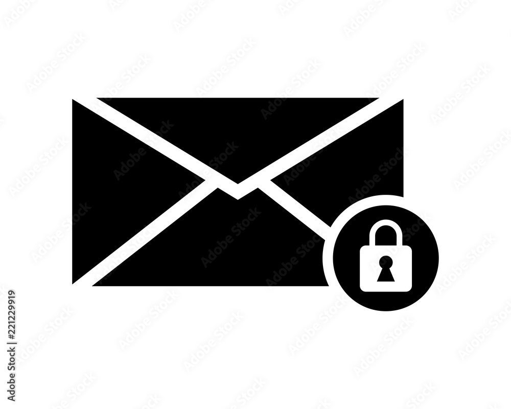 Wall mural black computer lock key secure protect image vector icon logo symbol