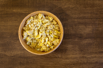Farofa de ovos - scrambled eggs with flour - typical food of Brazil