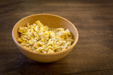 Farofa de ovos - scrambled eggs with flour - typical food of Brazil