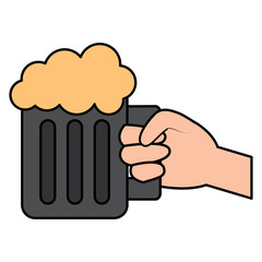 hand holding glass beer foamy drink