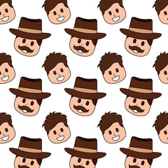 smiling happy faces man with hat and mustache background