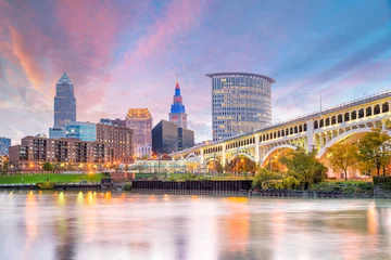 Foto op Canvas Uitzicht op de skyline van de binnenstad van Cleveland in Ohio, VS © f11photo